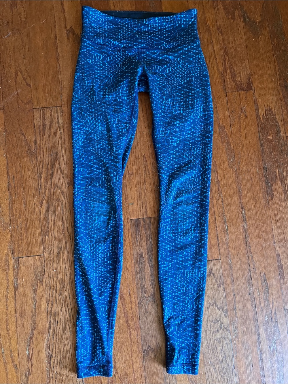 Lululemon Blue Patterned High-Waist Leggings - 4